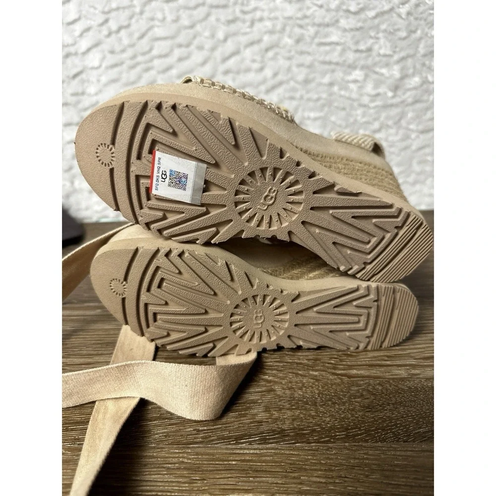 UGG Abbot Espadrille Wedge Sandals Ankle Wrap Lace Up Womens 7 NWT Resort Preppy - Picture 7 of 9